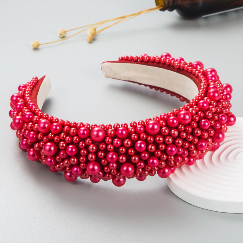 Wholesale Valentine's Day High Skull Sponge Pearl Wide Brimmed Headband